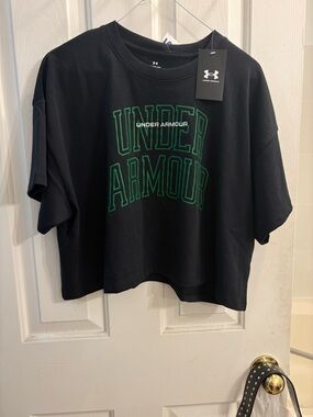 Under Armour Black Short-Sleeve Logo Tee with White Print